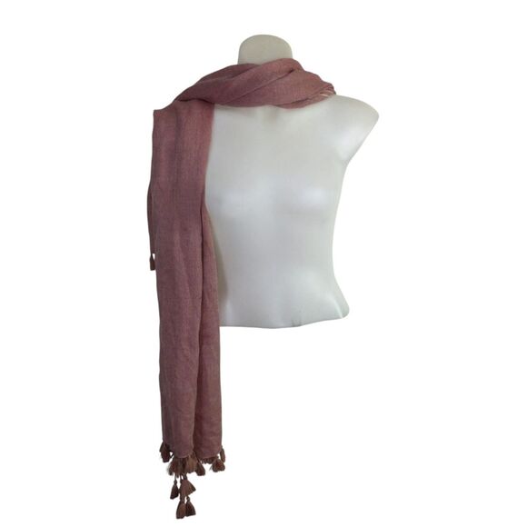 Eileen Fisher Womens Wool Silk Tassel Scarf Regular Fit Pink Size OS - Picture 1 of 10